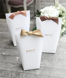 Vielen Dank an Merci Wrap Gift Hochzeit Geburts Friedensfeiertagbevorzugt Taschen handgefertigtes Artikel Tasche Süßigkeiten Schmuck Krawatte Verpackung Faltbarer Box2513239