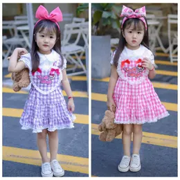 Девушка платье Em Summer Dress Mite Bear Cartoon Baby Kids Harnes