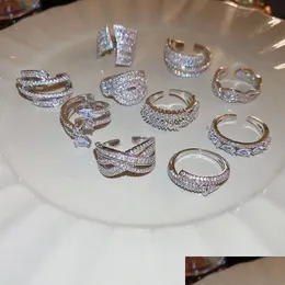 Solitaire Ring 2023 coreano requintado geométrico geométrico simples aberto moda elegante jóias de mulheres românticas 231216 entrega de gota dhxqj