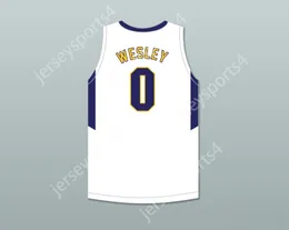 Özel Nay Adı Gençlik/Kids Blake Wesley 0 James Whitcomb Riley Lisesi Wildcats Beyaz Basketbol Forması 2 En İyi Dikişli S-6XL