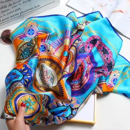 Женщины на 100% настоящие шелковые квадратные шарфы с печатью Bufanda Mujer Hangzhou Pure шелковая шарфы шеи для шарфов для подарочных шейных шейных платков 240515