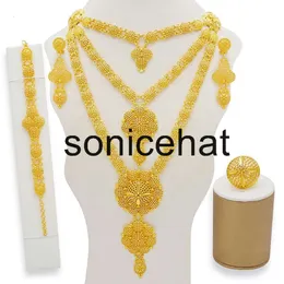 Pendant Necklaces Dubai Jewelry Sets Gold Necklace Earring Set For Women African France Wedding Party 24K Jewelery Ethiopia Bridal Gifts Earrings