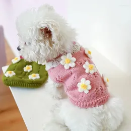 Hundkläder husdjur tröja katt blomma hoodie casual stickad väst kattunge valp vinter varma kläder kläder kläder