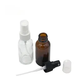 15ml 30mlアンバーガラススプレーボトル卸売ガラスエッセンシャルオイル香水ボトル黒または白キャップ11 ll