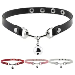 Söt cool punk pu läder choker clavicle kedja halsband kvinnor harajuku gotisk liten klocka vridmoment halsband män smycken