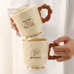 Mugs 400ml French Style Mug Ceramic Personality Goblet Office Coffee Cup Home Milk Water Oatmeal Breakfast Cups Fine Gift