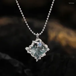 Hängen Mlkenly Fashion S925 Sterling Silver Oregelbundet Diamond Inlaid Pleated Necklace Women's Short Round Bead Drop Glaze