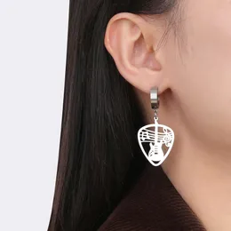 Vintage Musical Instrument Guitar Note Hoop Earrings Stainless Steel Music Party Rock Punk Pendant Jewelry For Women Girl