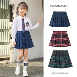 Pleated Plaid Skirt: Comfy Cotton Summer School Clothing for Girls