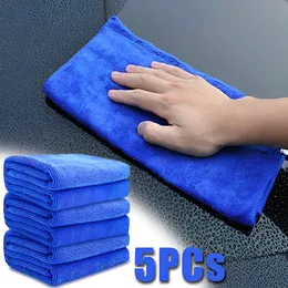 New New 5Pcs Blue Thicken Super Absorbent Car Detailing Cleaning Cloth Auto Care Drying Microfiber Towel