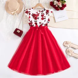 여자 여름 스타일 옷 주름색 인쇄 꽃 bowknot 생일 파티 대회 대회 드레스 캐주얼 휴가 스타일리쉬 L2405