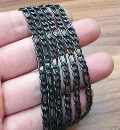 Lote 5 metros em a granel 45 mm preto aço inoxidável NK Corrente Figaro Chain Acalhos de jóias Marcando diy colar Bracelet1129390