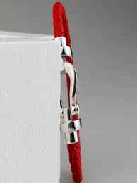 KT -Designer -Schmuck Luxusarmbänder hohe Qualität 1: 1 Cssic Horseshoe rotes Leder für Paare2051481
