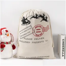 ديكورات عيد الميلاد أكياس هدايا هدايا سانتا أكياس أحادية القابلة للرسالة Dstring Bag Claus Deer 9 Designs Bk في Stock Lx2497 إسقاط التسليم DHDLW