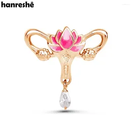 Brosches Hanreshe Woman's Womb Jewellery Brosch Pins Gynecology Symbol of Uterus Lotus Lapel Badge For Gynecologist