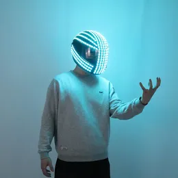 Colorful LED luminous helmet cyberpunk cycling helmet nightclub DJ performance costume prop party mask 240517