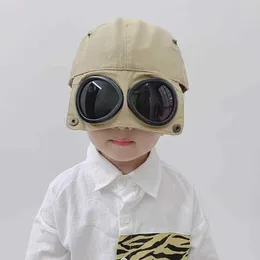 Caps Chapéus Crianças de verão Piloto Aviador Chapéu de personalidade Capas de beisebol Kids Unisex Sunglasses Caps Girls meninos Chapéus de sol Y240517