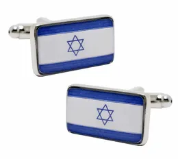Manschettenlinks kostenlose Lieferung von Nationalflaggen Manschettenknäpseln Blaues israelisches Flaggendesign heiß verkauft Kupfermaterial Manschettenknöpfe Großhandel und Einzelhandel