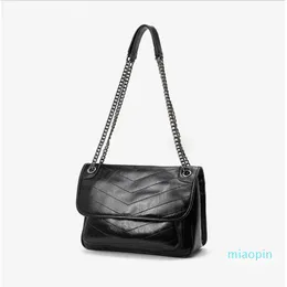 bags high-quality leather Fashion bag metal chain Irregular lines Mezzanine large-capacity comfortable handbags quilted messenger 2599