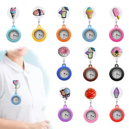 Charms Ice Cream 2 10 Clip Pocket Uhren Krankenschwester FOB Uhr mit Second Hand Hospital Medical Clock Geschenke Glühzeiger im Dunkeln auf nu ot7yn