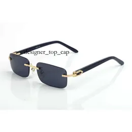 Essigner Brille Sonnenbrille Randless quadratisch blaues Objektiv Pfirsich Herz Gold Hardware Polierhandwerk Mode Rechteck C Dekorieren Sie Arm Buff Holzbrille 190 308