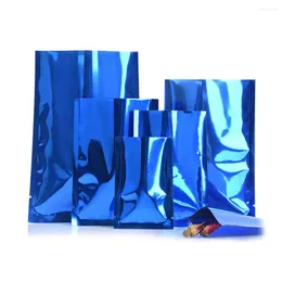 Stume di stoccaggio 100 pezzi/lotto blu taglio in alluminio aperto sacca per polvere impermeabile Necessità di sigillare alimenti secchi di frutta in polvere Spezie di caffè