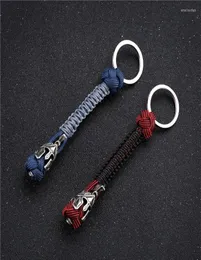 Keychains Mkendn Vintage Spartan Warrior Lanyard Metall Keychain Handgemachtes Überleben Paracord Rope Keyring für Männer Schmuck ACCE8424371