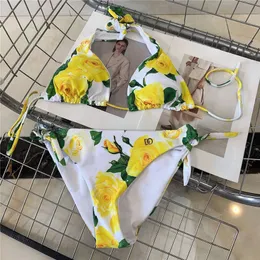 Flower impresso designer biquínis roupas de banho sensuais
