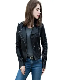 Jaqueta Couro Feminina Spring Autumn Black Leather Jacket Fashion Women Slim Long Sleeve Short Motorcykel Biker Jacket Coat3062753