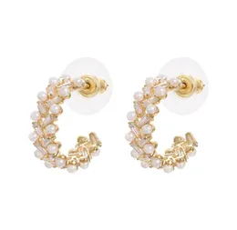 Twójfs 6 par palusset Cashapeed Pearl Zircon Stud Kolczyki Modna Biżuteria 18k Gold Plated Woman Christmas Gift7712069