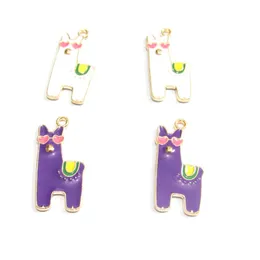 Wholesale Newest 25mm 13mm 30pcs bag Small Enamel Alpaca Charms For Fashion DIY Jewelry Making 232t