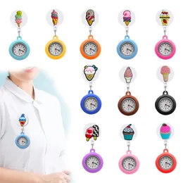 Charms Ice Cream Tema Clipe Pocket Watches Doctor Nurse Watch para mulheres e homens com enfermeiras de segunda mão FOB Hang Medicine Relógio Crachá OT6OB