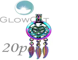 20X CC791 Rainbow Color Dream Catcher Heart Infinity 8 Beads Cage Essential Oil Diffuser Oyster Pearl Cage Locket Pendant1537812