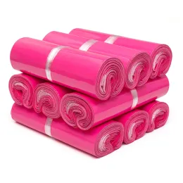 도매 100pcs 로트 핑크 폴리 메일러 1730cm Express Bag Mail Bags 봉투자가 접착제 씰 새로운 비닐 봉지 파우치 8 크기 zz