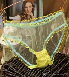 Cheap Women Transparent Mesh Panties Sexy Lace Thongs Lowrise Ultrathin lingerie Women039s Soft Briefs Bow Underpants Underwe4873602