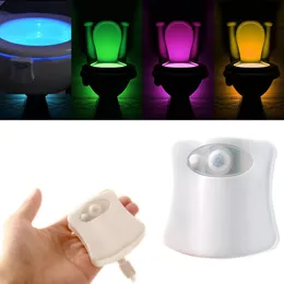 8 ألوان مستشعر حركة Pir Motion Sensor Smart Poalet Pastic Light Light Flight مقاومة للماء لوعاء المرحاض LED Luminaria مصباح WC ضوء المرحاض