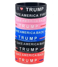 Bracelets Trump Keep America Great for President 2024 Silicone Inspirational Motivational Girl Boy Unisex Wristband American Donald Vote Star Striped Bangles