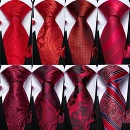 Design Wedding Men Tie Red Solid Striped Paisley Slyckor för män Business Drop Dibangu Hanky ​​Cufflinks Tie Set 240517