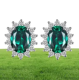 Jewelrypalace Kate Middleton Simulerade Green Emerald 925 Sterling Silver Stud Earrings Princess Gemstone Crown Earring 2110094512601