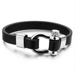 Rostfritt stål Shackle Buckle Leather Survival Armband Men Nautical Sailor Surfer Wristband Jewelry80376957083624