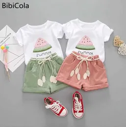 Наборы одежды Bibicola Summer Girls Set Set 2-й детский хлопковой набор для детской детской одежды для детской одежды для детской одежды Wx