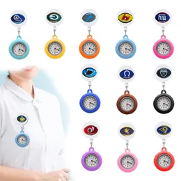 Pocket Watches Football Clip On Lapel Fob Watch Nurse Quartz Brooch Retractable For Student Gifts Hospital Medical Workers Badge Reel Otogq