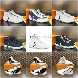 Charlie High-Top Sneakers Najwyższa jakość Buty swobodne Charlie Trainer Ręcznie wykonana podeszwa luksusowe designerskie buty cielęce płótno męskie EUR 38-45 5.14 01