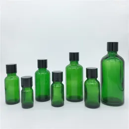 Storage Bottles 5ml/10ml/15ml/20ml/30ML/50ml/100ml Green Glass Bottle Vials Essential Oil With Black Screw Cap Perfume