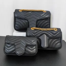 Hög kvalitet med Box Marmont Designer Bag Classic Leather Bag Luxury Shoulder Bag Fashion Crossbody Designer Women's Bag Plånbok Handväskor 001
