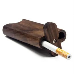 Walnut Cournot Wood Dogout Case Natural Handmade Arropout de madeira com cerâmica One Hitter Metal Cleaning Hook Tobacco Tubos de fumantes portátil