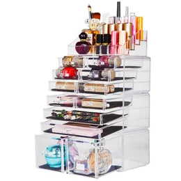 4Pcs/Set Plastic Cosmetics Storage Rack Transparent