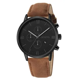 Fashion Geneva Men Date Alloy Case Synthetic Leather Analog Quartz Sport Watch Male Clock Top Brand Luxury Relogio Masculino D30 256V