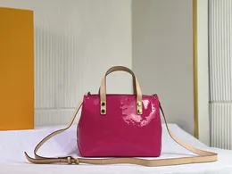 Projektant M24144 M24028 Lakier skórzana torba Vintage Damska luksusowa skóra lakierowa odczyt PM torebka crossbody crossbody torba Rose czerwone ramię lustro Wysokość