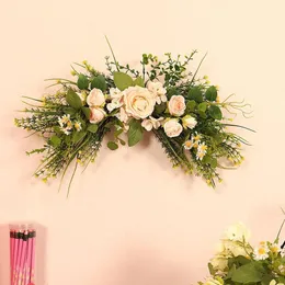 Decorative Flowers Simulation Rose All Over The Skys Star Lintel Wreath Artificial Garland Hanging Pendants Outdoor Wreaths For Front Door